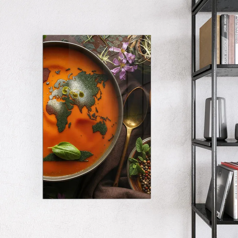 Magnettafel - Suppe mit Weltkarte