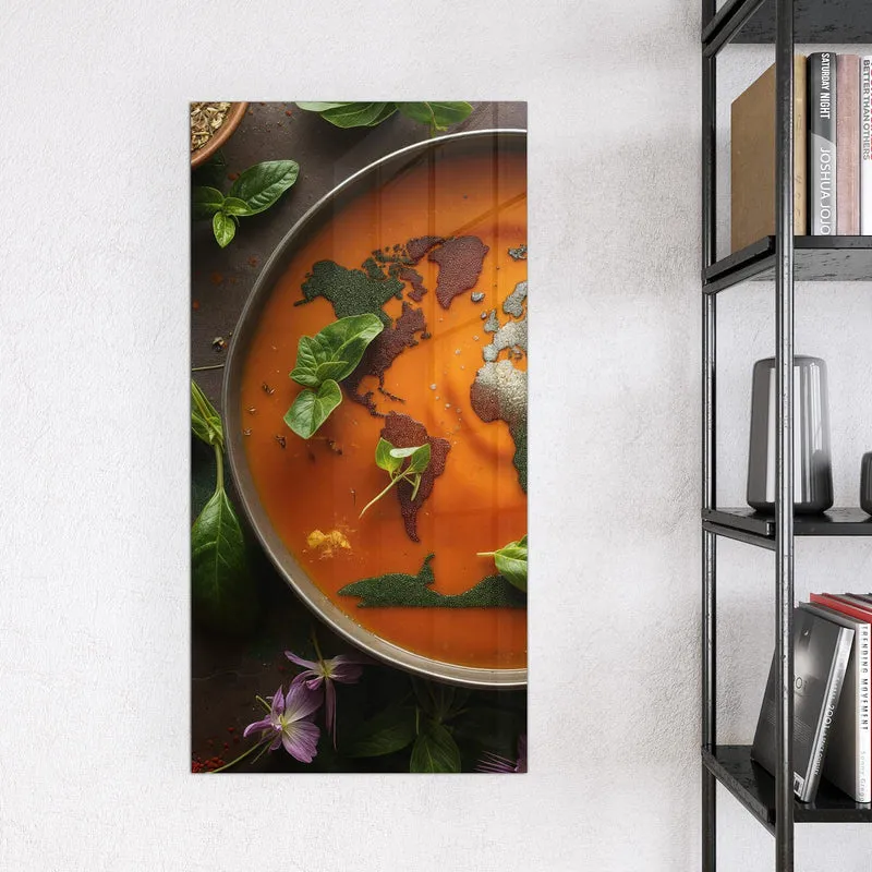 Magnettafel - Suppe mit Weltkarte