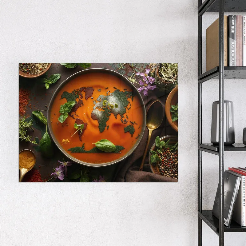 Magnettafel - Suppe mit Weltkarte
