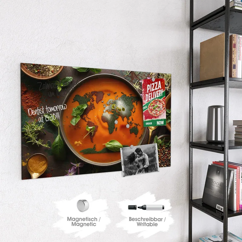 Magnettafel - Suppe mit Weltkarte