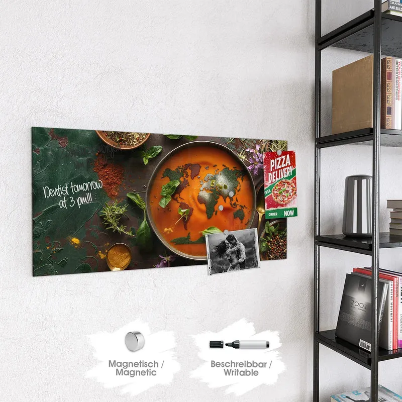 Magnettafel - Suppe mit Weltkarte
