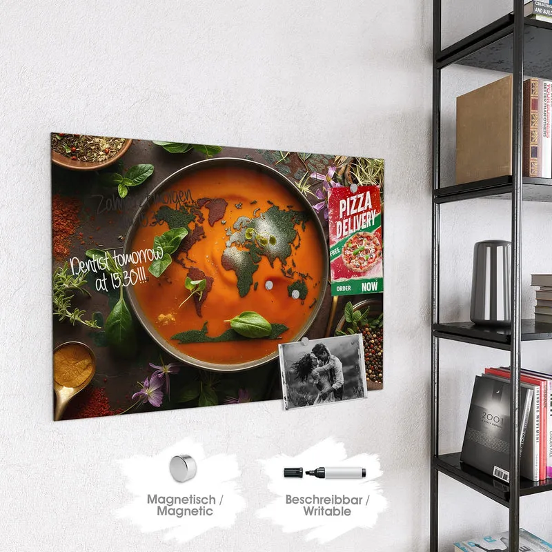 Magnettafel - Suppe mit Weltkarte