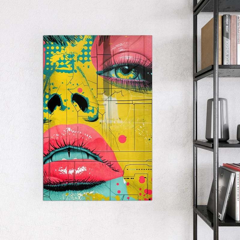 Magnettafel - Gesicht in Gelb und Pink