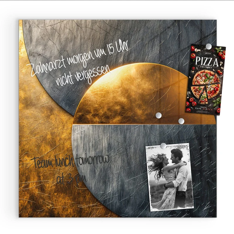 Magnettafel - Kreise in Gold und Grau
