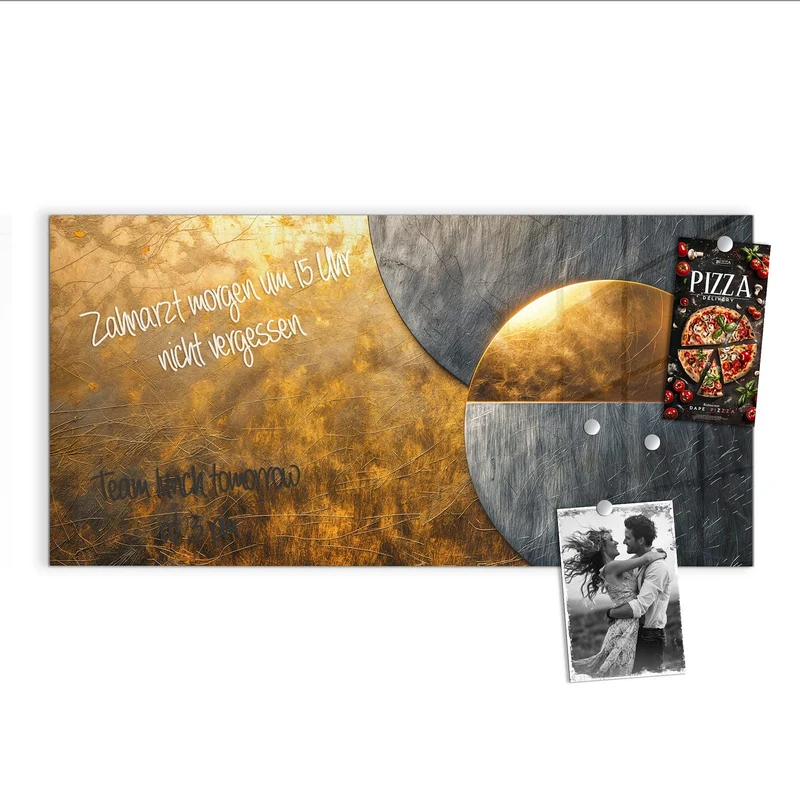 Magnettafel - Kreise in Gold und Grau
