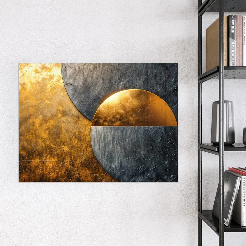Magnettafel - Kreise in Gold und Grau