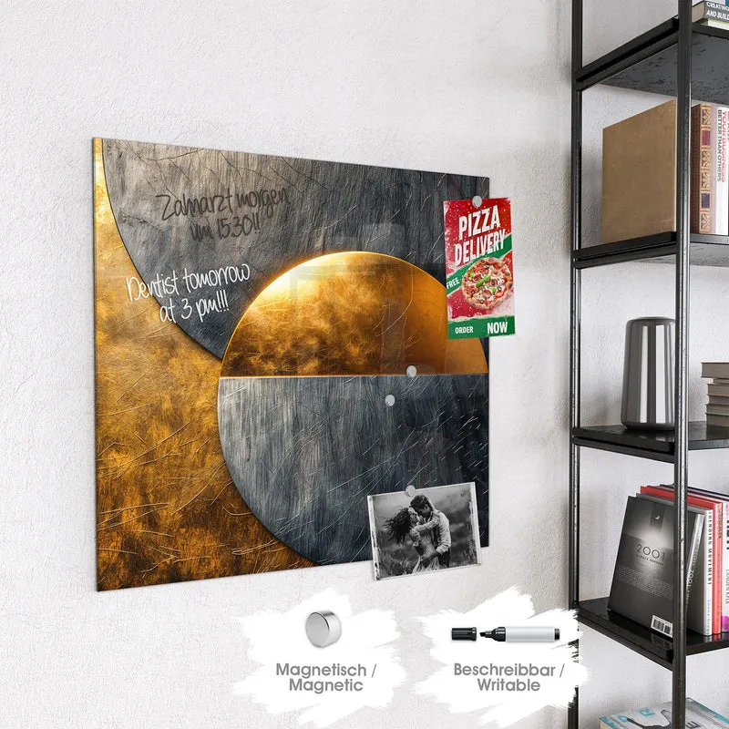 Magnettafel - Kreise in Gold und Grau