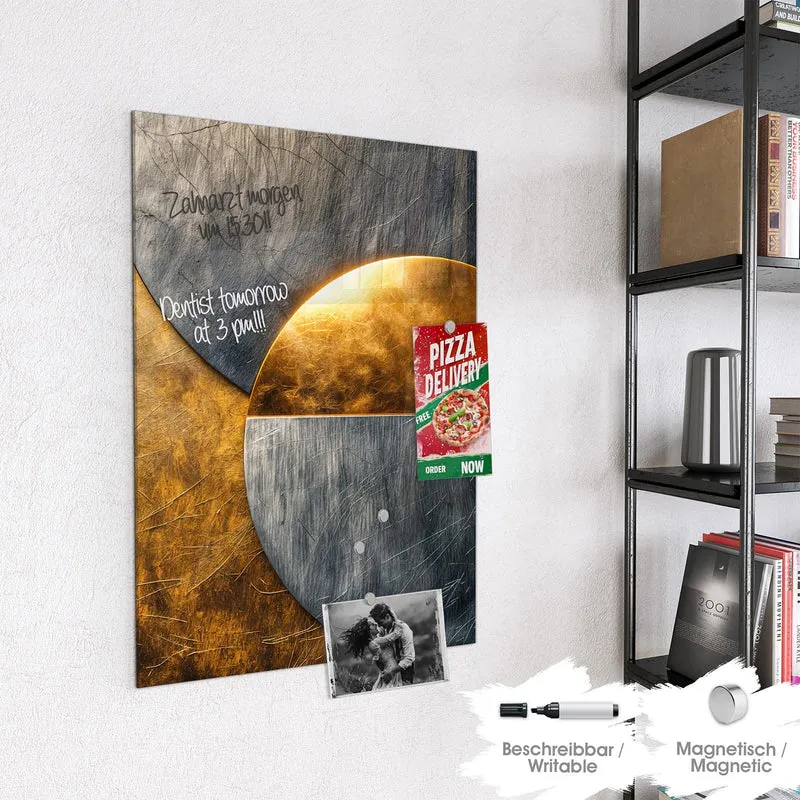 Magnettafel - Kreise in Gold und Grau