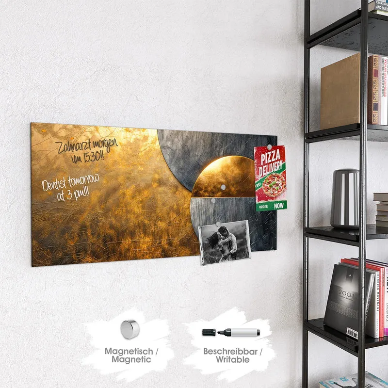 Magnettafel - Kreise in Gold und Grau