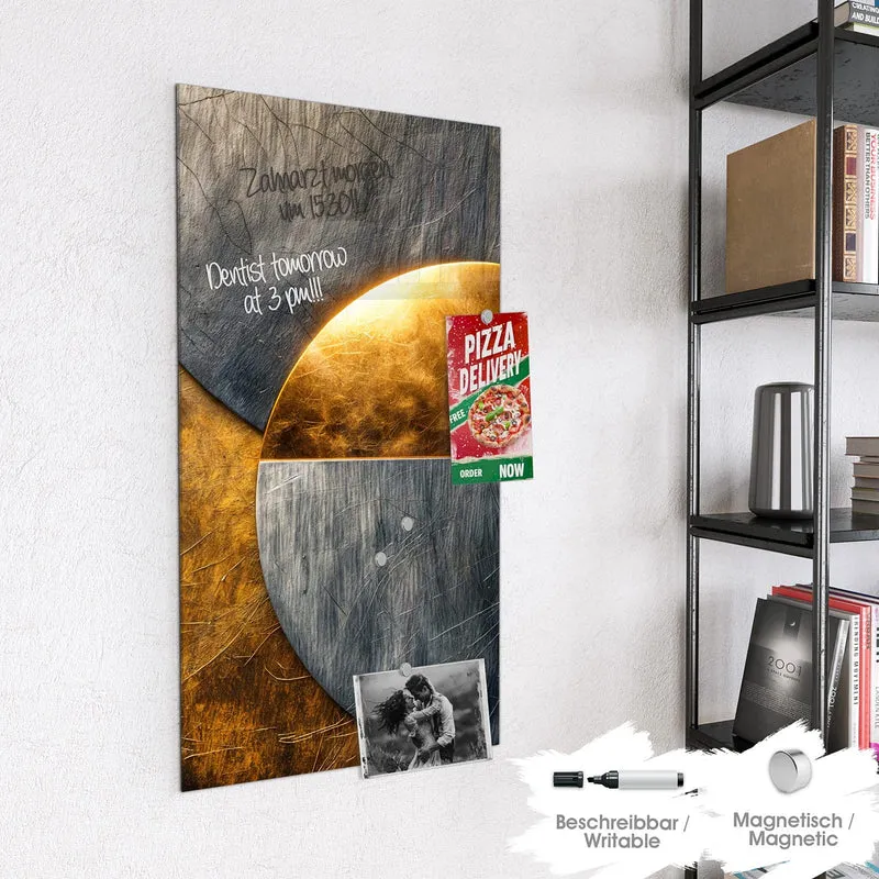 Magnettafel - Kreise in Gold und Grau