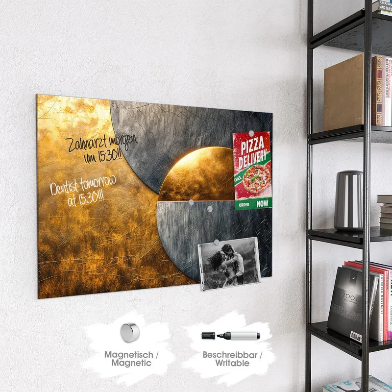 Magnettafel - Kreise in Gold und Grau