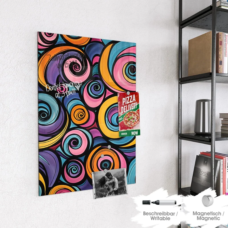 Magnettafel - Farbige Spiralen