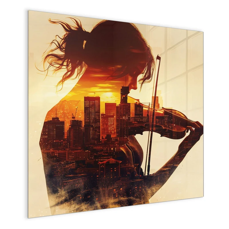 Magnettafel - Geige vor Skyline