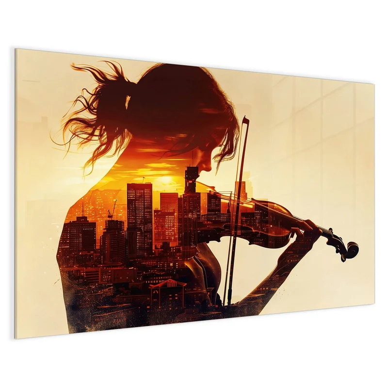 Magnettafel - Geige vor Skyline