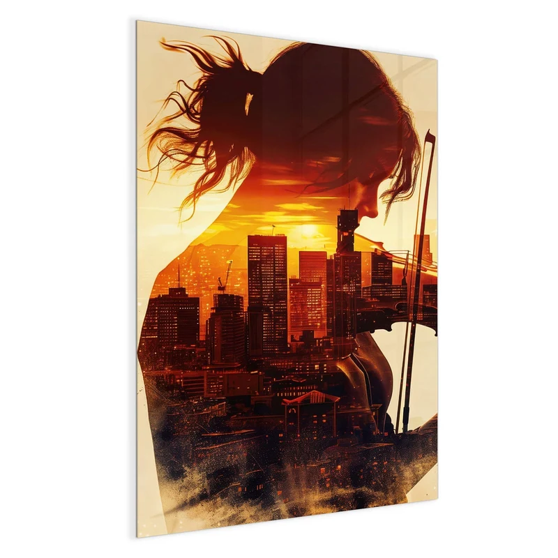 Magnettafel - Geige vor Skyline