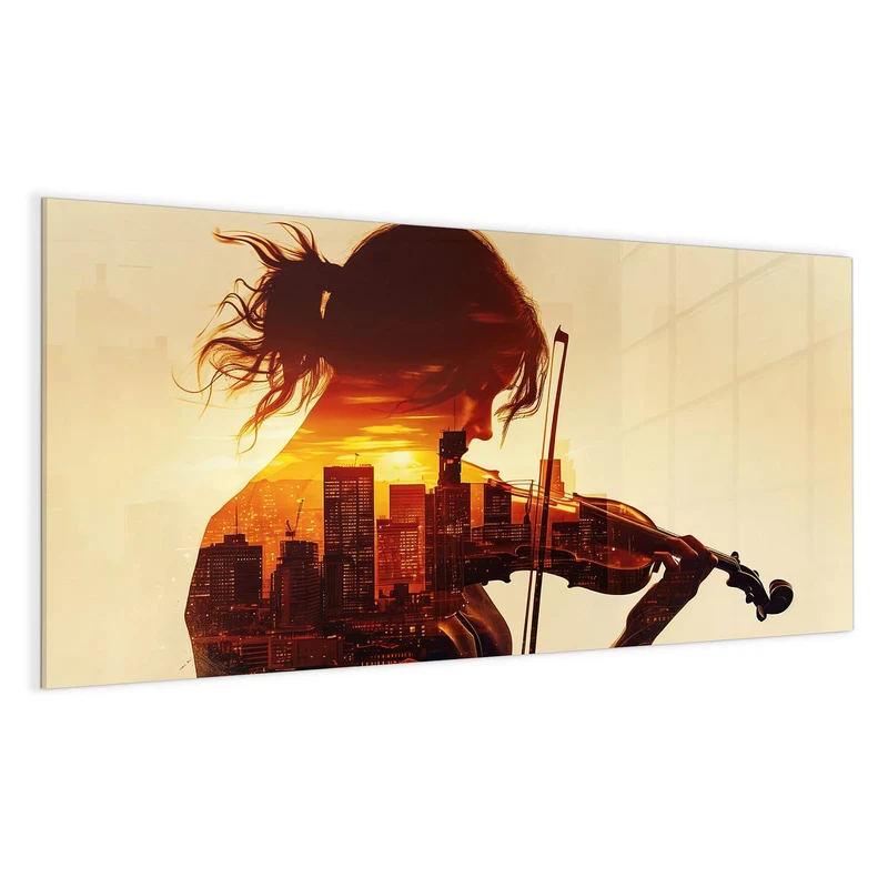 Magnettafel - Geige vor Skyline