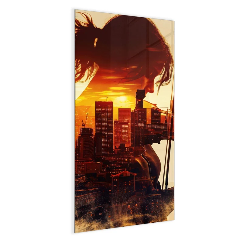 Magnettafel - Geige vor Skyline