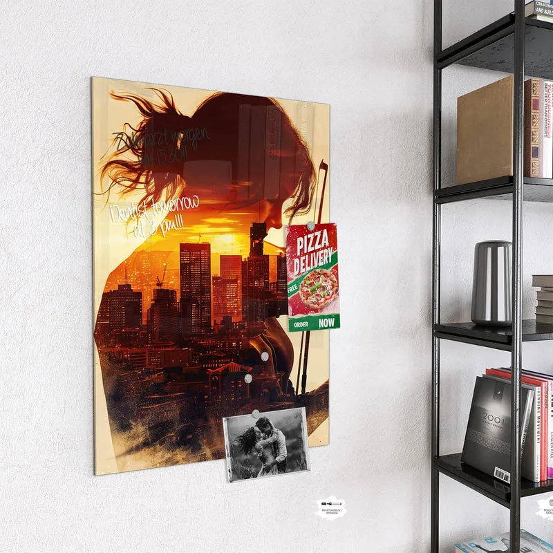 Magnettafel - Geige vor Skyline