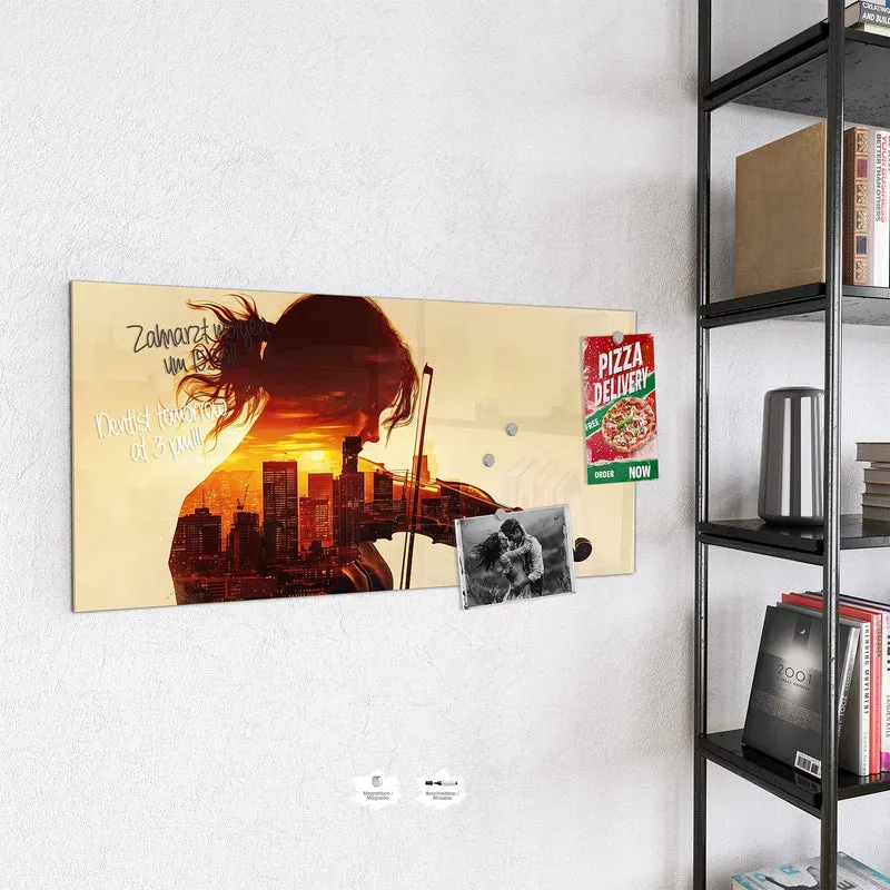 Magnettafel - Geige vor Skyline