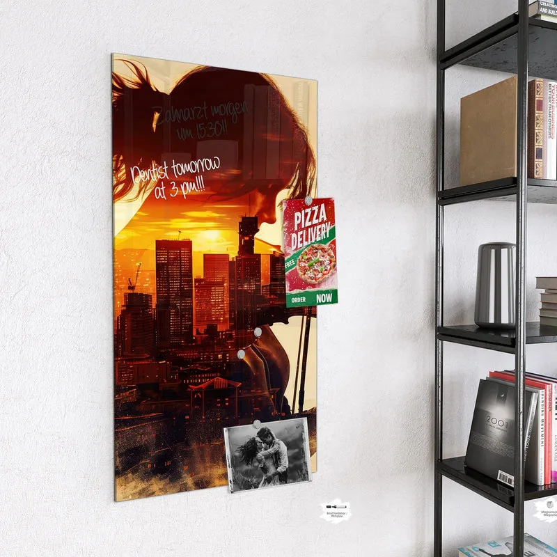 Magnettafel - Geige vor Skyline