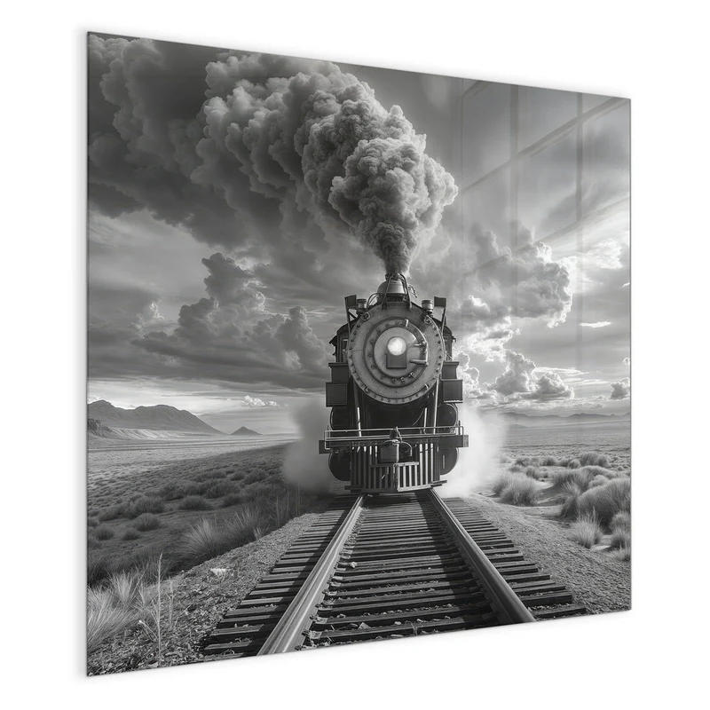 Magnettafel - Dampflok unter Wolken