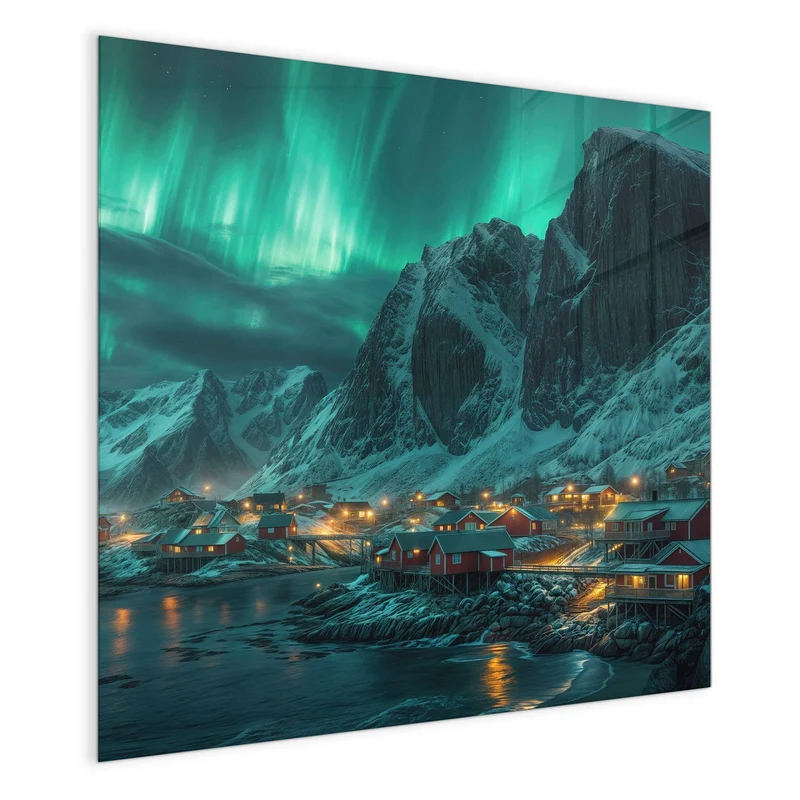 Magnettafel - Nordlichter über Fjord
