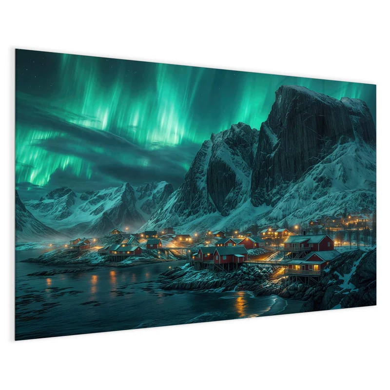 Magnettafel - Nordlichter über Fjord