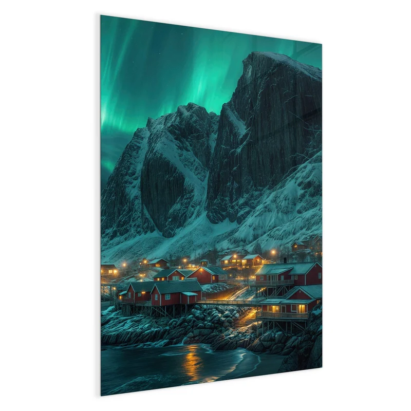 Magnettafel - Nordlichter über Fjord