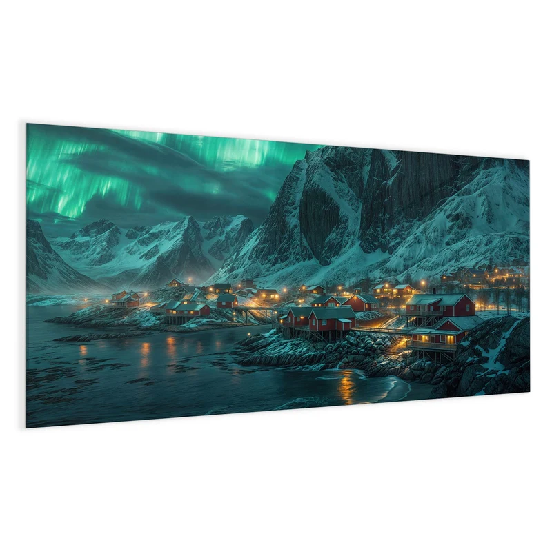 Magnettafel - Nordlichter über Fjord