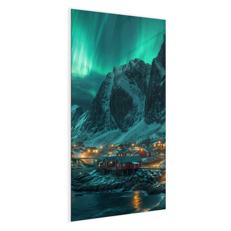 Magnettafel - Nordlichter über Fjord