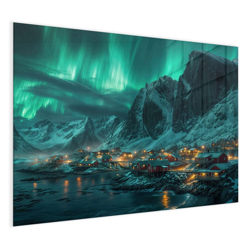 Magnettafel - Nordlichter über Fjord