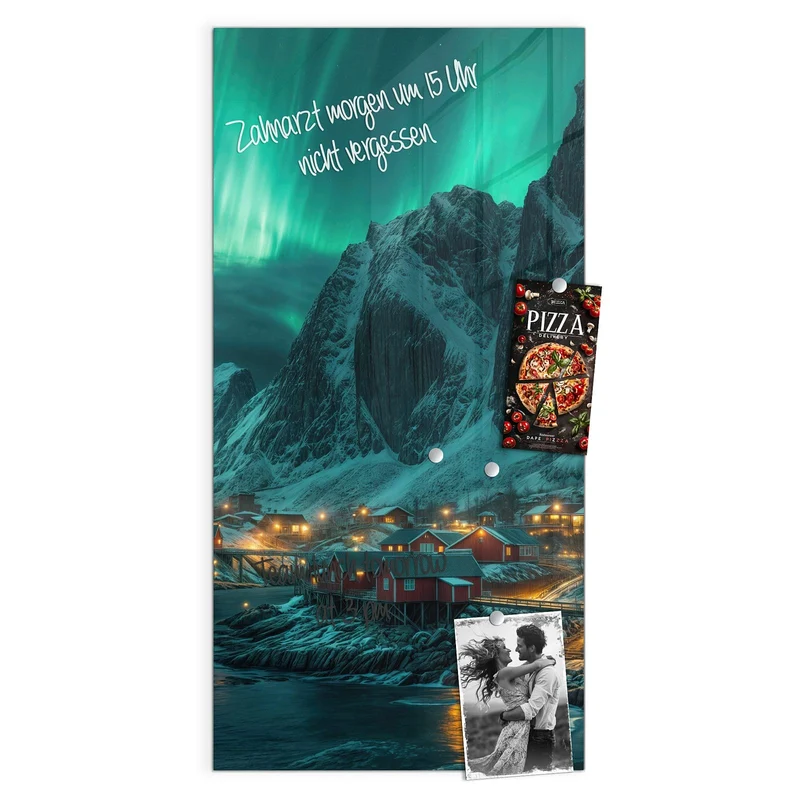 Magnettafel - Nordlichter über Fjord