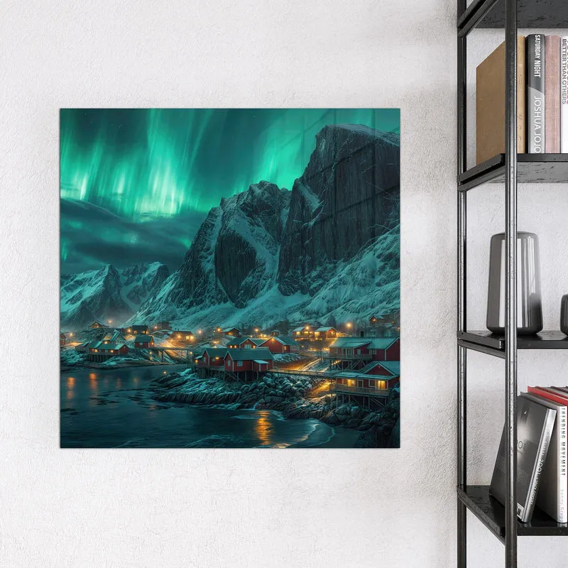 Magnettafel - Nordlichter über Fjord