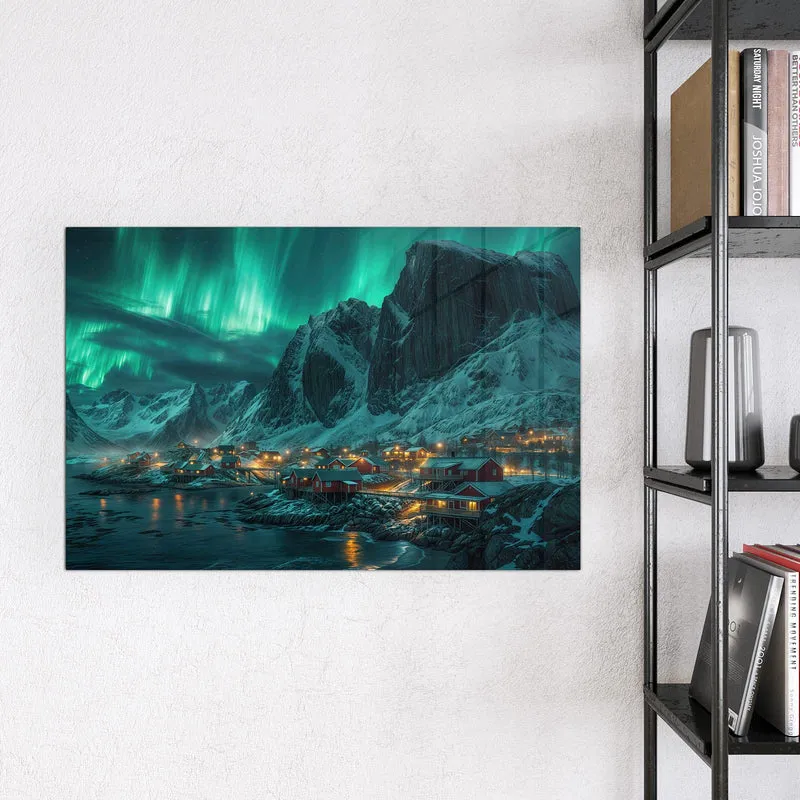 Magnettafel - Nordlichter über Fjord