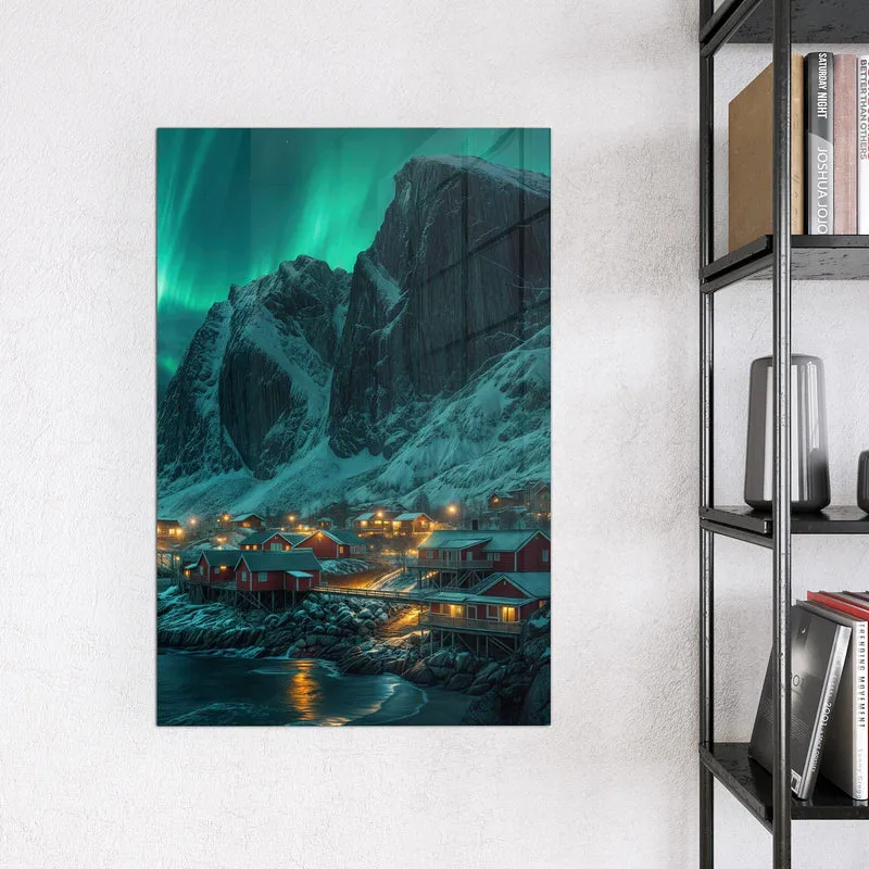 Magnettafel - Nordlichter über Fjord