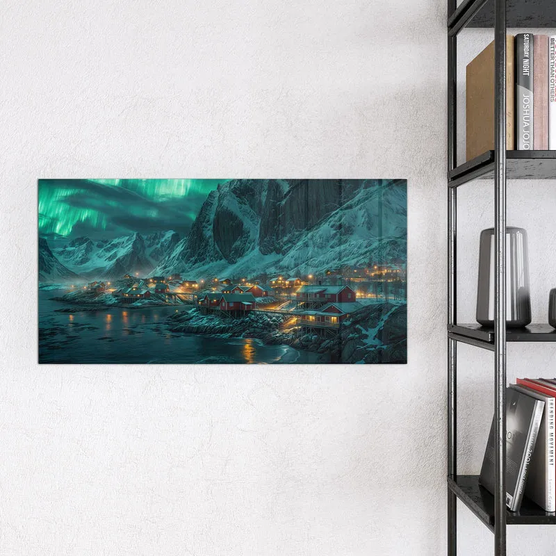 Magnettafel - Nordlichter über Fjord