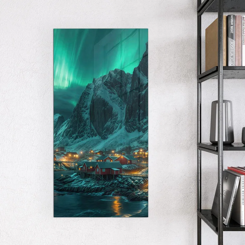 Magnettafel - Nordlichter über Fjord