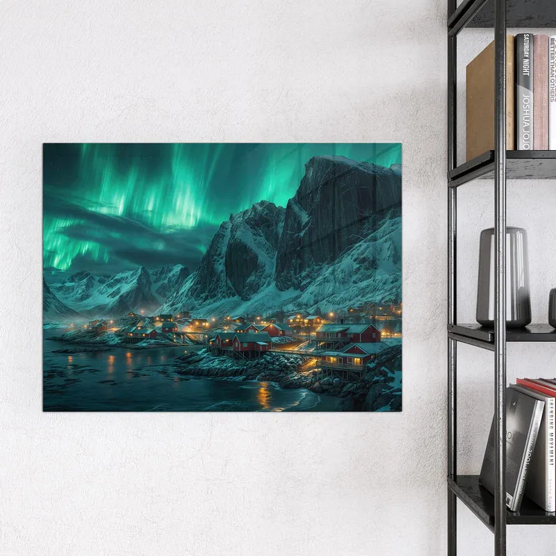 Magnettafel - Nordlichter über Fjord