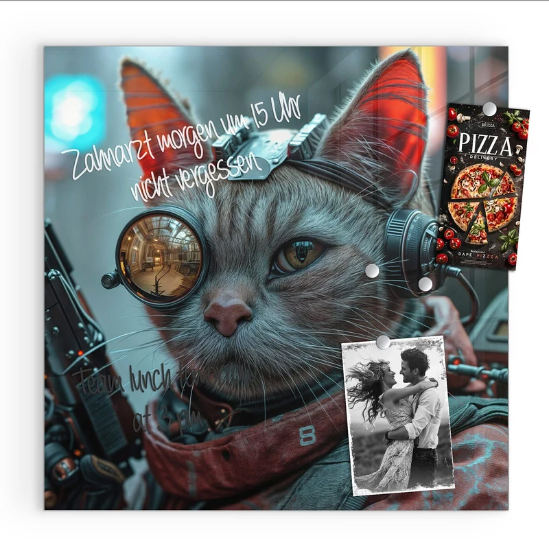 Magnettafel - Katze mit Fliegerbrille
