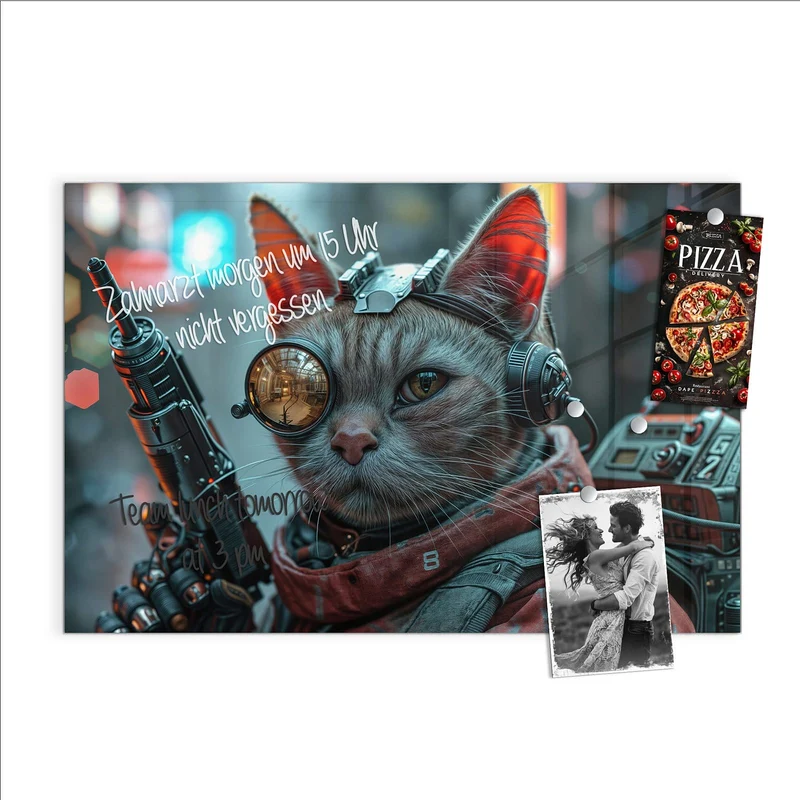 Magnettafel - Katze mit Fliegerbrille