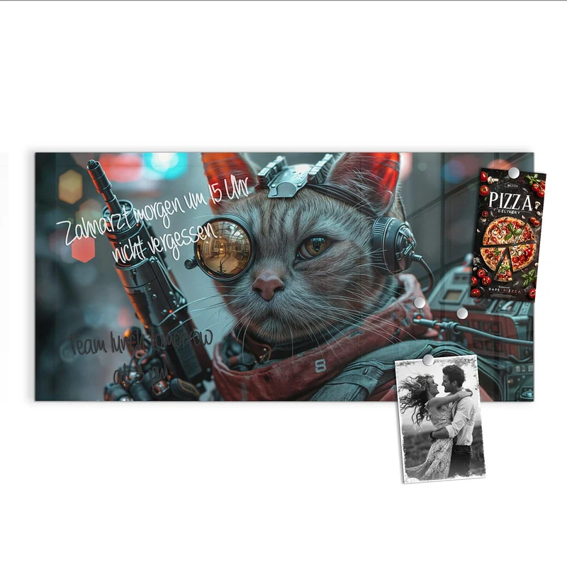 Magnettafel - Katze mit Fliegerbrille