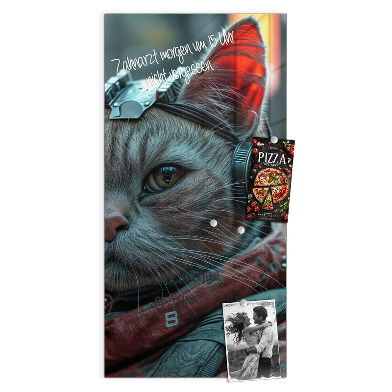 Magnettafel - Katze mit Fliegerbrille