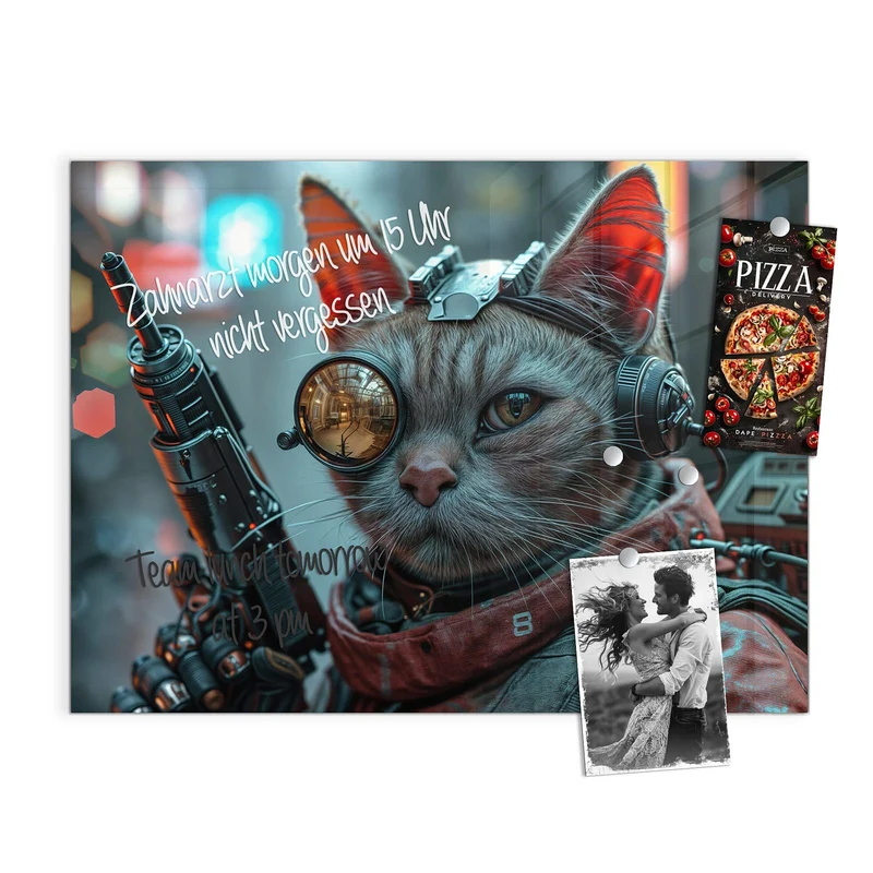 Magnettafel - Katze mit Fliegerbrille