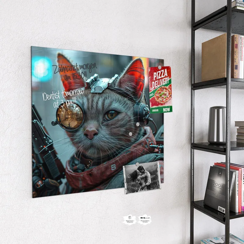 Magnettafel - Katze mit Fliegerbrille