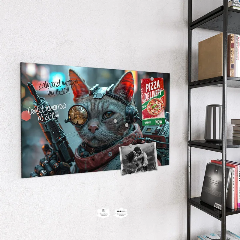 Magnettafel - Katze mit Fliegerbrille