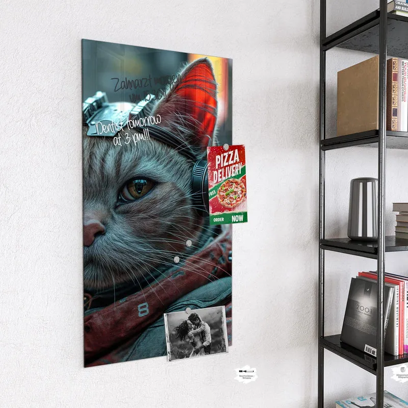 Magnettafel - Katze mit Fliegerbrille