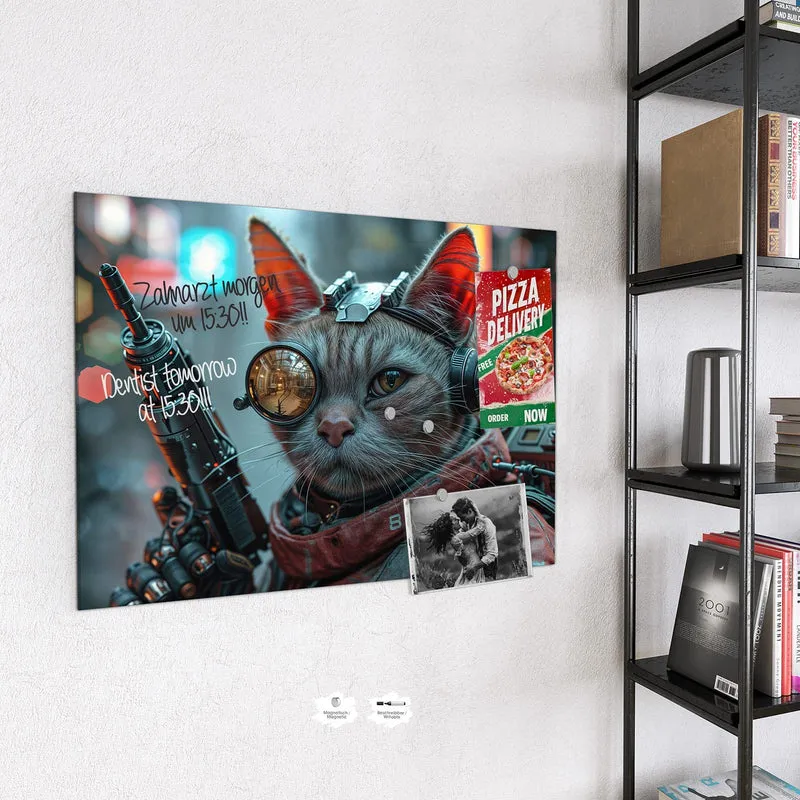 Magnettafel - Katze mit Fliegerbrille