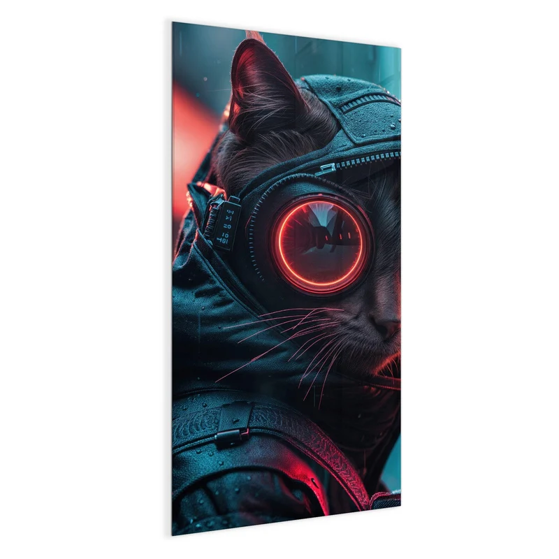 Magnettafel - Katze im Neonregen