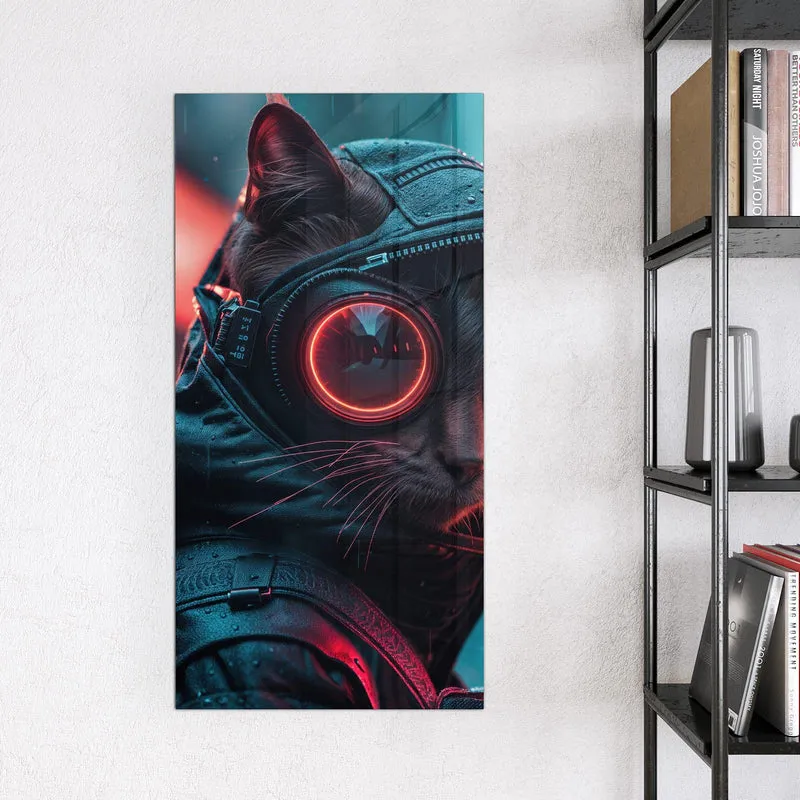 Magnettafel - Katze im Neonregen