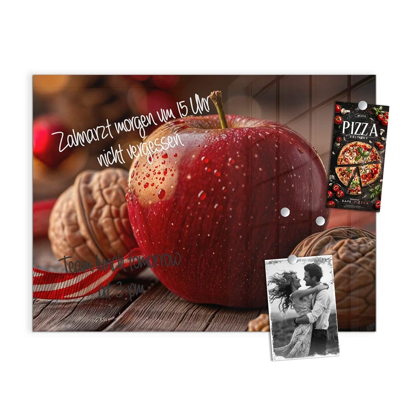 Magnettafel - Apfel und Nüsse